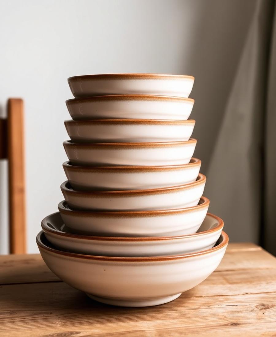 Stack of handmade ceramic bowls