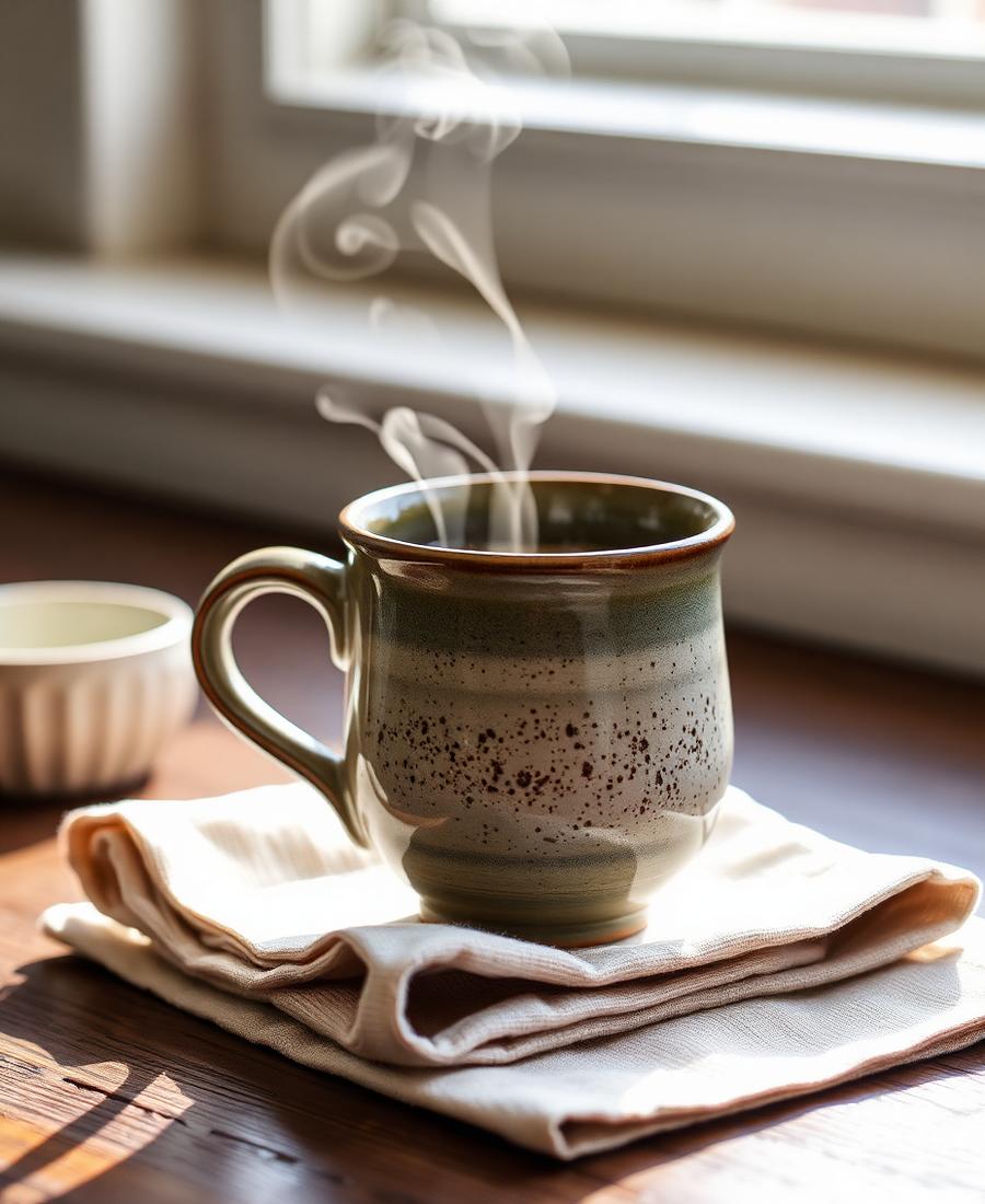 Handmade speckled ceramic mug